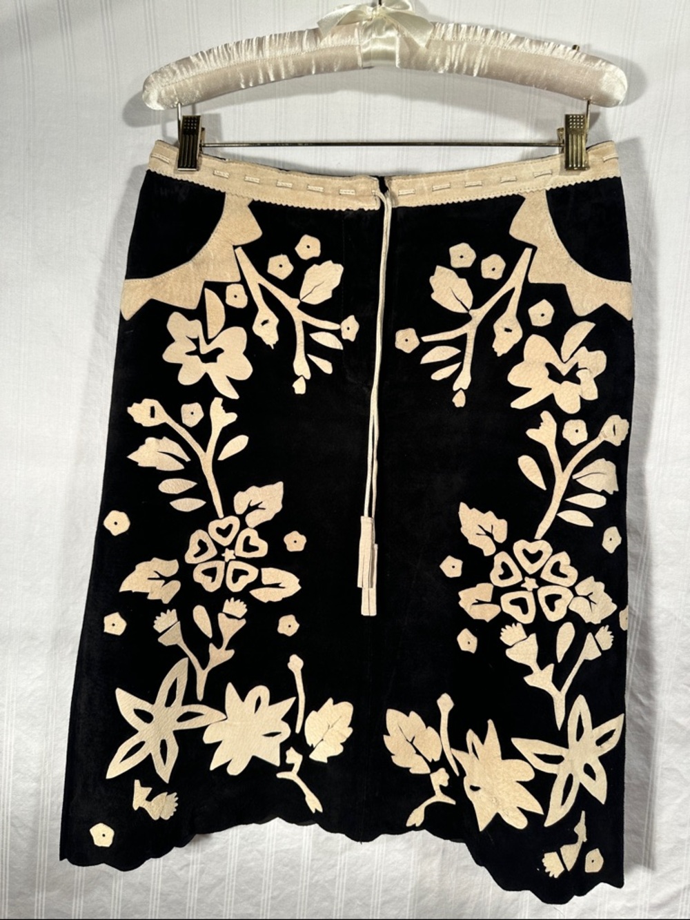 Black and Cream Floral Embroidered Women’s Skirt